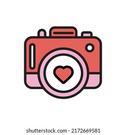 Icono de cámara de amor Ilustración vectorial