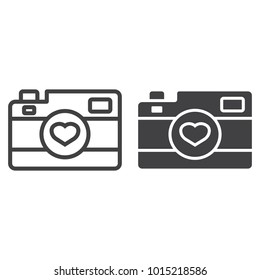 Love camera line and glyph icon