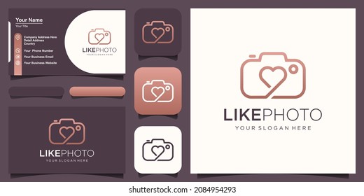 love camera logo, lens with heart design vector simple elegant modern style.