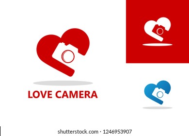 Love Camera Logo Template Design Vector, Emblem, Design Concept, Creative Symbol, Icon