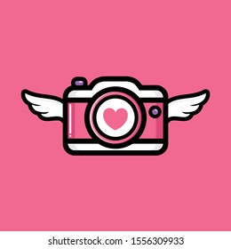 Love camera mascot vector design