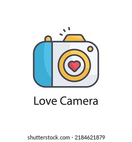 Love Camera vector Filled Outline Icon Design illustration on White background. EPS 10 File 