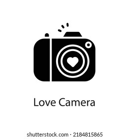 Love Camera vector Solid Icon Design illustration on White background. EPS 10 File 