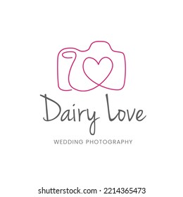 Cámara de amor, inspiración de diseño de logotipo de fotografía de boda