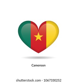 Love Cameroon - heart flag. Vector EPS10 Illustration.