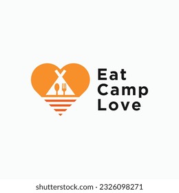 Liebecamping Logo Design Vektorgrafik Silhouette Illustration