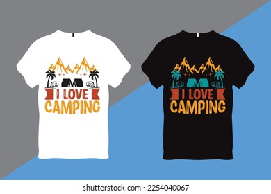 I Love Camping Quote Typography T Shirt Design