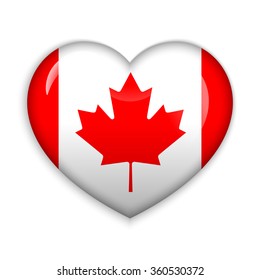  Love Canada.  Flag Heart Glossy Button