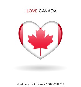 Love Canada symbol. Flag Heart Glossy icon on a white background isolated vector illustration eps10