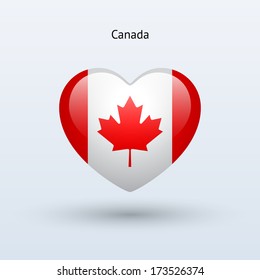 Love Canada symbol. Heart flag icon. Vector illustration.