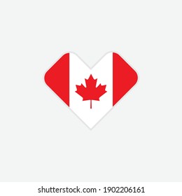 Love Canada symbol. Heart flag icon. Vector illustration