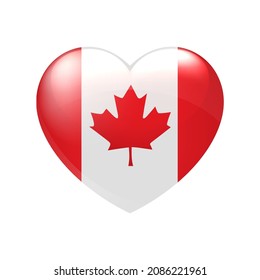 Love Canada symbol. Heart flag icon. Vector isolated illustration eps10