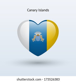 Love Canary Islands symbol. Heart flag icon. Vector illustration.