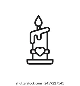 Icono de contorno de vela de amor Ilustración vectorial