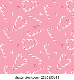 Love candy with abstract hearts seamless pattern	