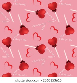 Love candy with abstract hearts seamless pattern	