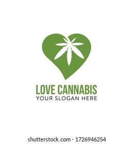 LOVE CANNABIS LOGO VECTOR DESIGN