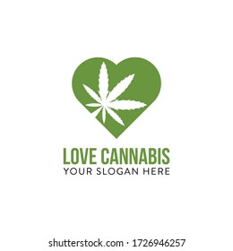 LOVE CANNABIS LOGO VECTOR DESIGN