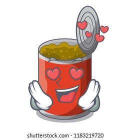 In love canned food on the table cartoon