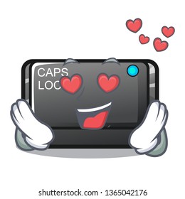 In love capslock button attached to mascot keyboard