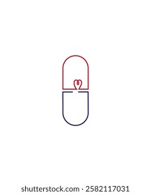 love capsule logo, heart capsule logo design, capsule medical logo, vector illustration
