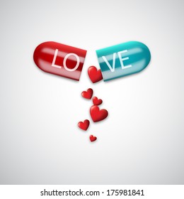 Love capsule. Vector illustration