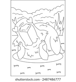 love capybara chilling coloring book page for kids or grown adults coloring book mindful relaxation activity