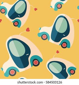 Love car flat icon seamless pattern.