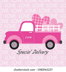 Love car and heart shape for valentine or wedding card