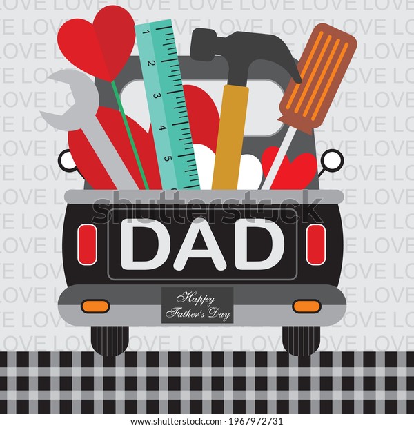 Love car and\
tool for father\'s day greeting\
card