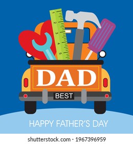 Love car and tools illustration for father's day card