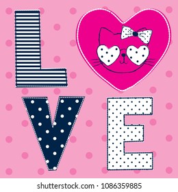 love card with cat vector illustration