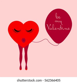 Love card with a cute heart, Valentine's day illustration