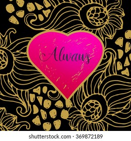Love card design &amp;amp;amp;#39;Always&amp;amp;amp;#39; with hand drawn backdrop