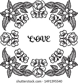 Love card design element, with abstract rose wreatjh frame. Vector
