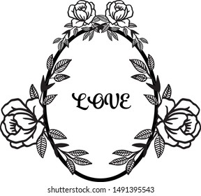 Love card design element, with abstract rose wreatjh frame. Vector
