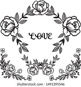 Love card design element, with abstract rose wreatjh frame. Vector