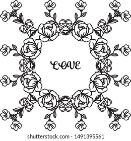Love card design element, with abstract rose wreatjh frame. Vector
