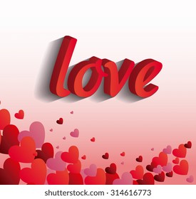 Love card design with hearts and red details, vector illustration.