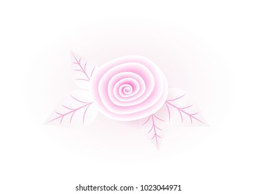 Love card design Paper art flower White-Pink Roses  design with light and shadows. Vector 