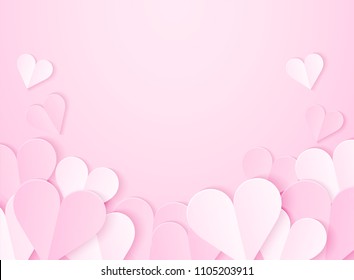 
Love card design, pink heart paper art on pink background , light and shiny. vector