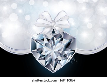 Love card with diamond heart, vector illustration