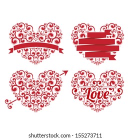 Love card with a different heart over white background vector illustration