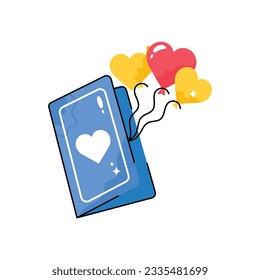Love card doodle vector outline icon. EPS 10 file