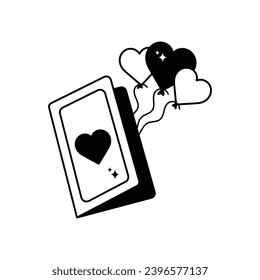 Love-Card-Doodle-Vektorgrafik-Aufkleber. EPS10-Datei