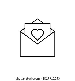 love card in envelope icon. Element for mobile concept and web apps. Thin line  icon for website design and development, app development. Premium icon on white background on white background