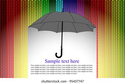 Love card flat umbrella with rain of hearts. Valentine greeting card, vector