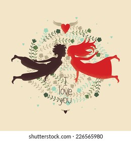 Love card. Flight lovers.