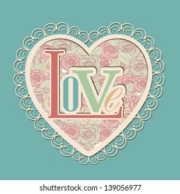 love card with flowers over blue background vector illustration
