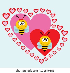 love card with fun bee. vector illustration